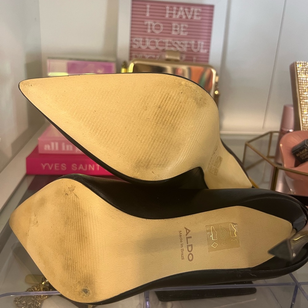 Aldo Black Leather Kennedi Heel - Picture 7 of 8